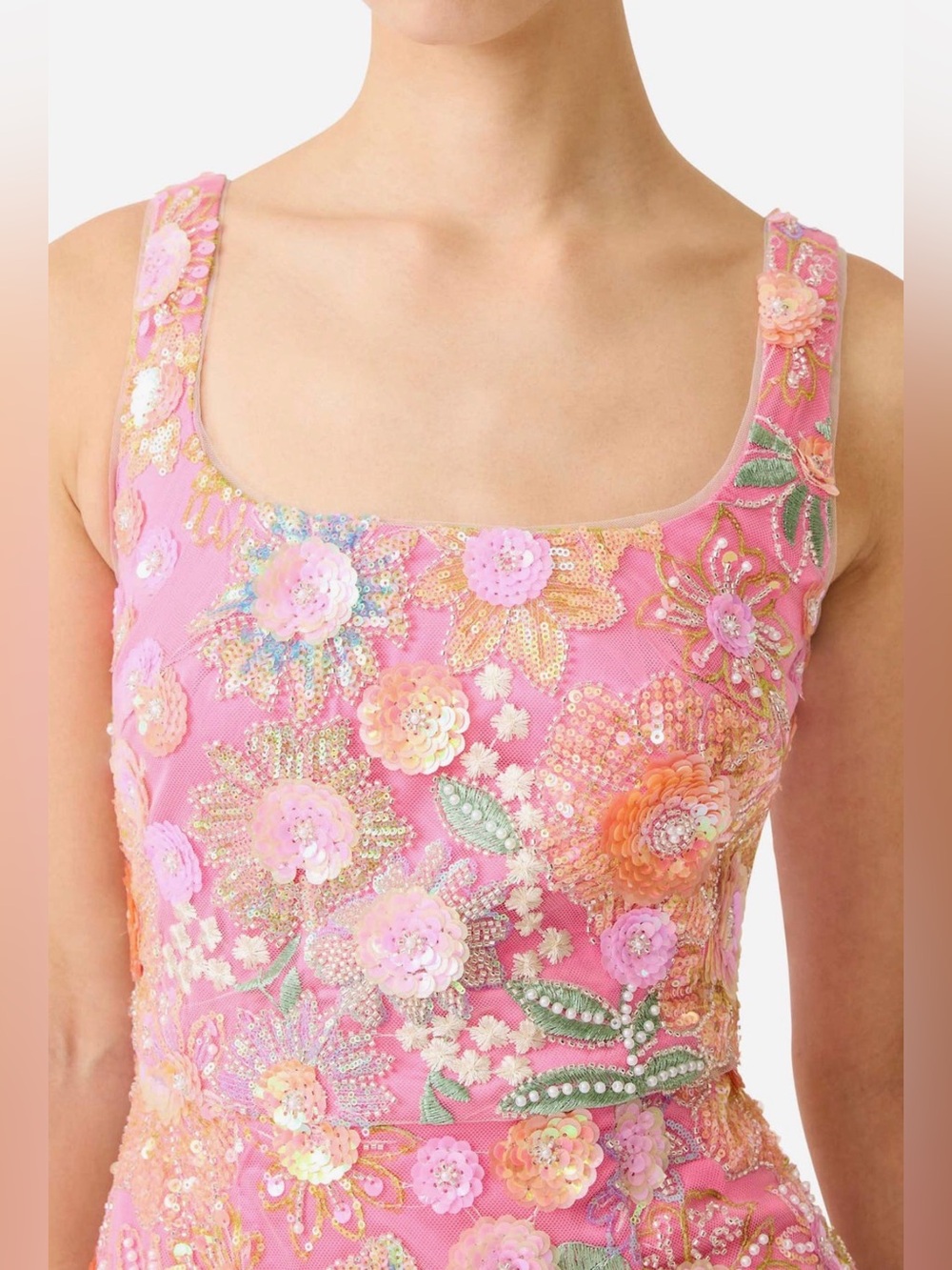 Elliatt Nathalie Sequin Floral Column Gown Dress - Picture 5 of 8